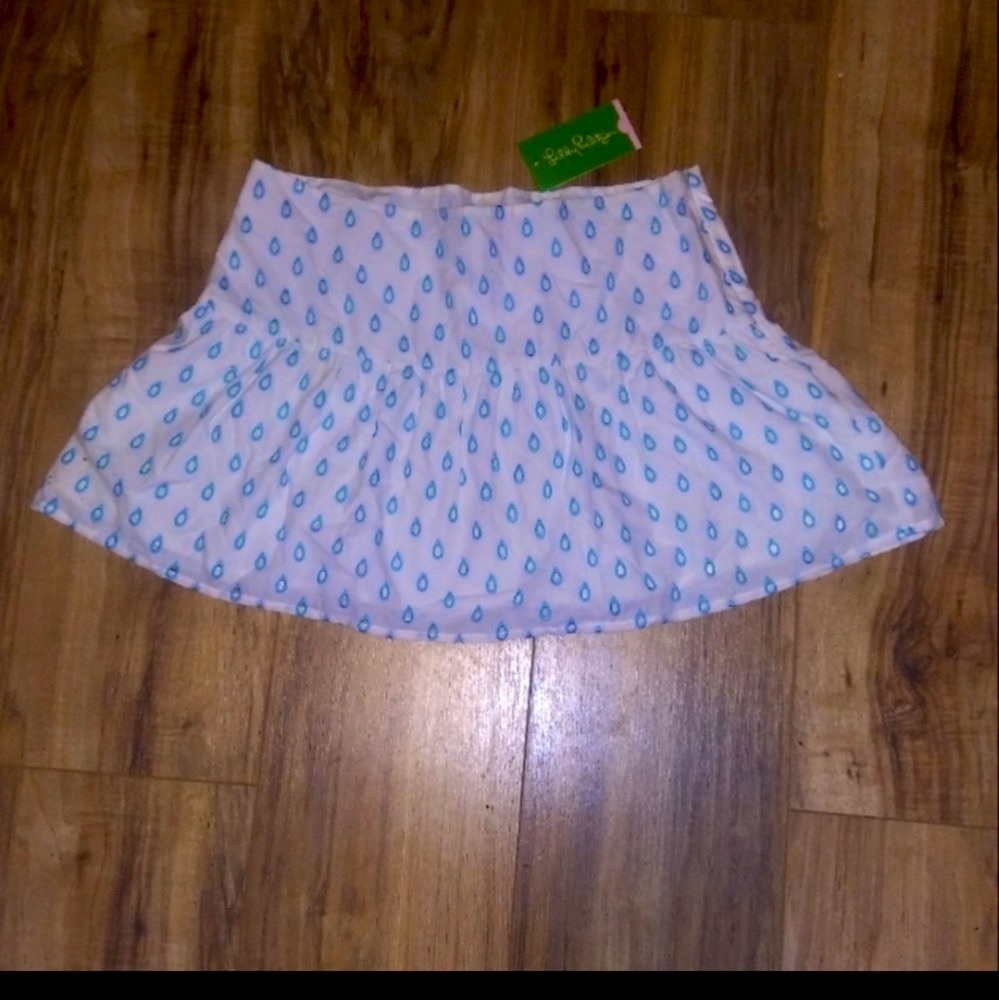 Lilly Pulitzer White and Blue Mini Skirt